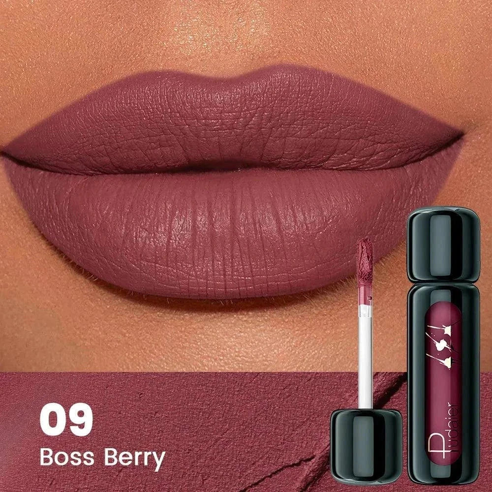 Liquid matte lip mud in vibrant shades with long-lasting, non-stick, skin-tone compatible formula