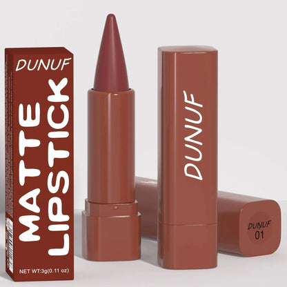 Penna per labbra opaca DUNUF marrone con applicazione vellutata e finitura matte elegante