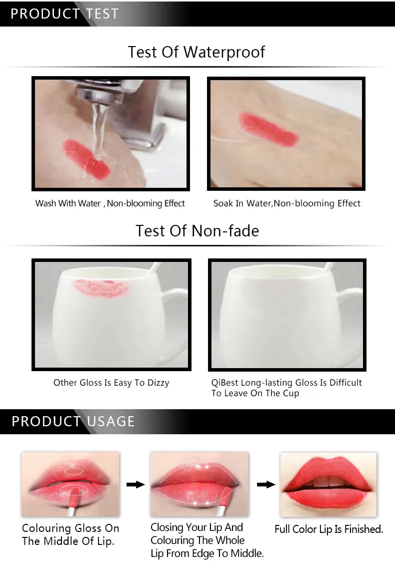 Rossetto liquido impermeabile opaco lunga durata pigmento rosso trucco labbra donna