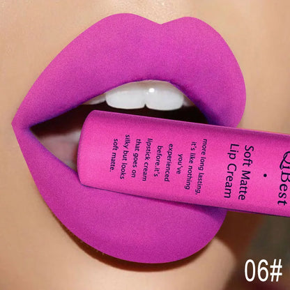 Rossetto liquido impermeabile opaco lunga durata colore viola intenso trucco labbra