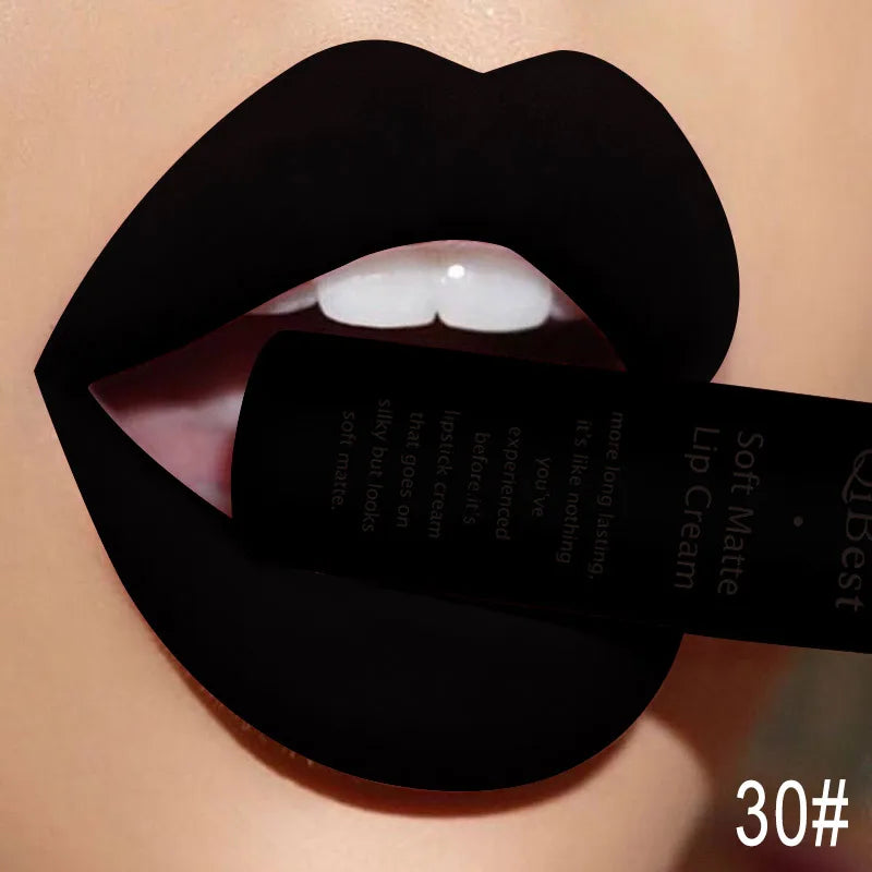 Rossetto liquido impermeabile opaco colore nero intenso lunga durata pigmento rosso gloss labbra