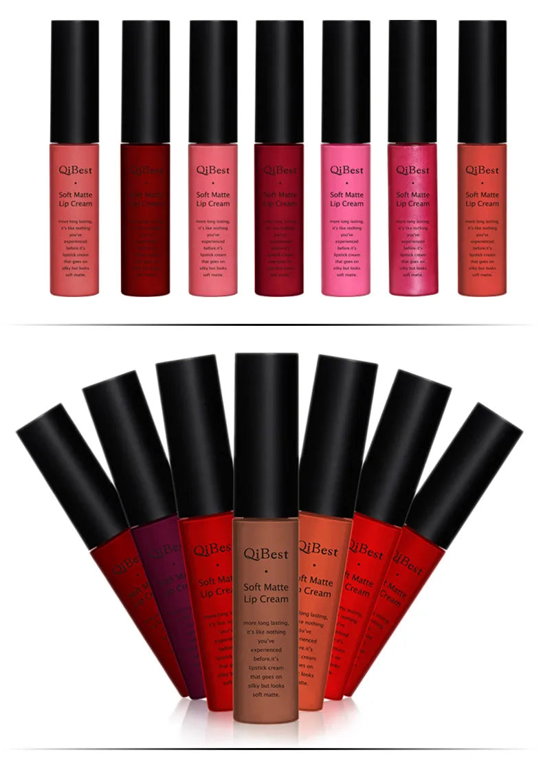 Rossetto liquido impermeabile opaco lunga durata in vari colori nudi e rossi
