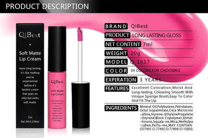 rossetto liquido impermeabile opaco nudo pigmento rosso lunga durata 34 colori lip gloss donna makeup