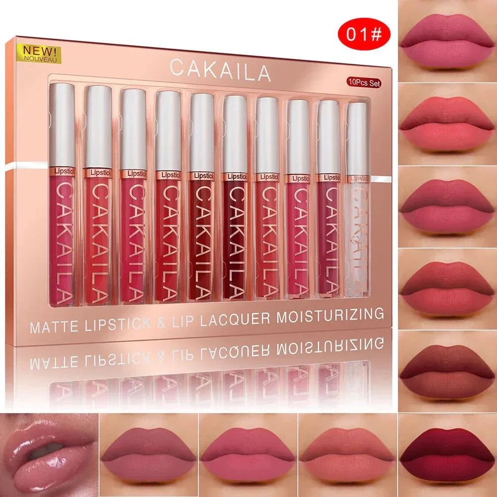 Set CAKAILA 10 pz rossetti liquidi nude opachi impermeabili a lunga durata