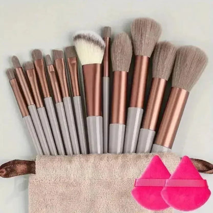 Set di pennelli per trucco morbidi in nylon con manico in plastica, 13-16 pezzi professionali per fondotinta, ombretto e miscelazione