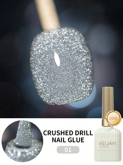 Smalto per unghie gel riflettente con diamanti da discoteca da 15 ml