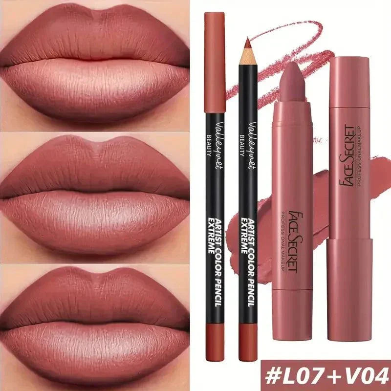 Set di rossetti in velluto opaco FACESECRET, formula impermeabile e a lunga durata, senza sostanze chimiche dannose