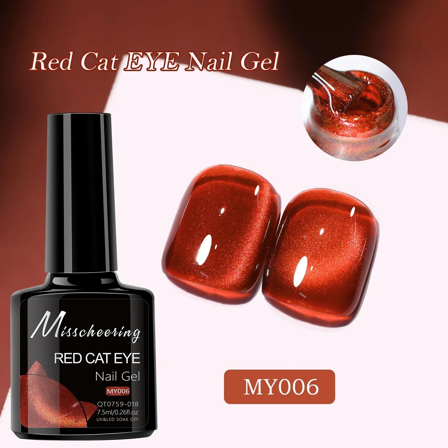 Smalto per unghie gel magnetico occhio di gatto rubino rosso da 7,5 ml