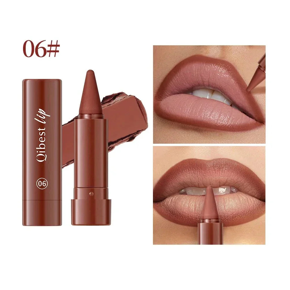 Matita per labbra QiBest marrone opaco impermeabile non appiccicoso contorno labbra rossetto velluto