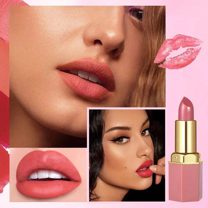 Rossetto a tubo rosa opaco texture velluto con glitter perlescenti 6 colori regalo San Valentino