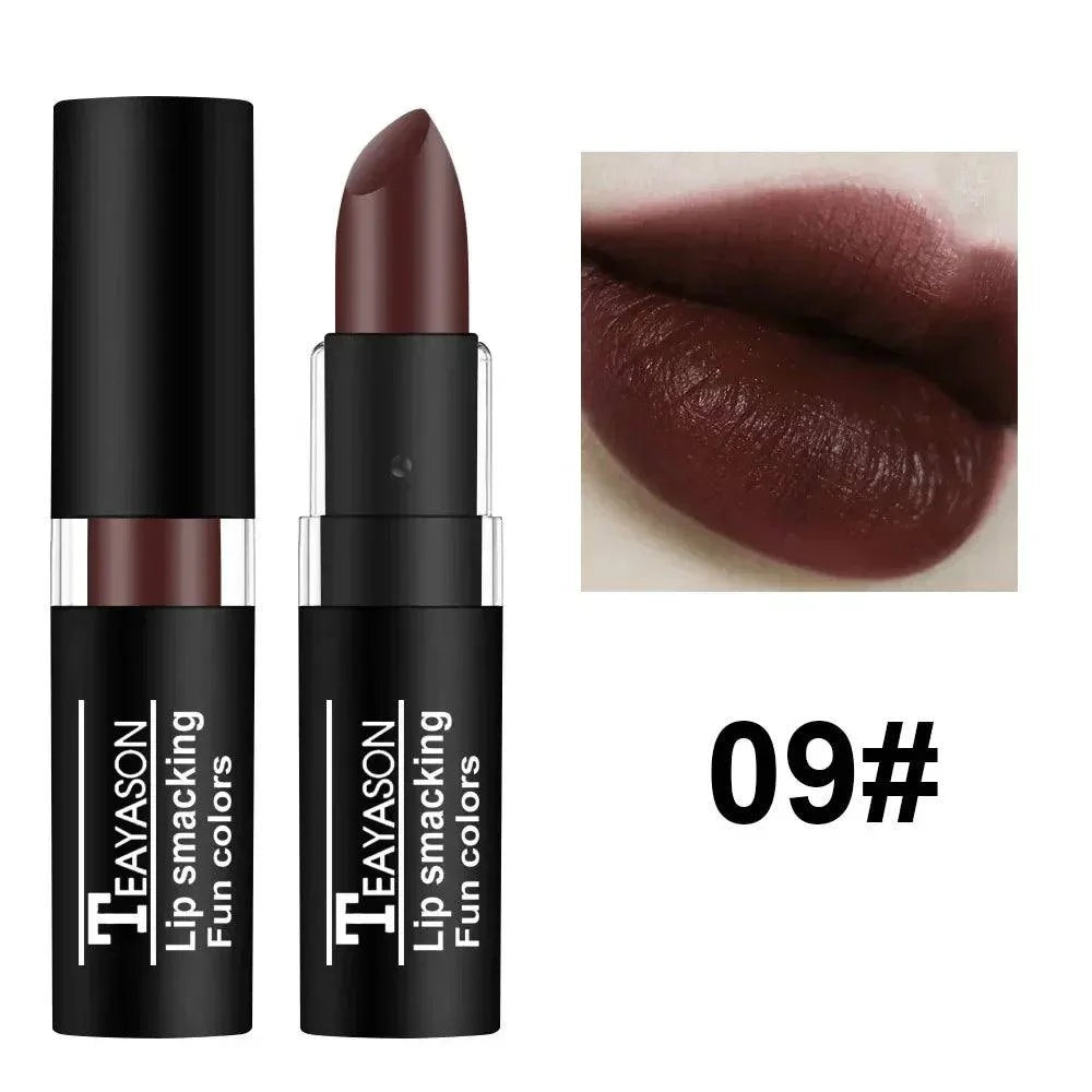 rossetto opaco nero lunga durata colore scuro effetto velluto impermeabile trucco labbra donna