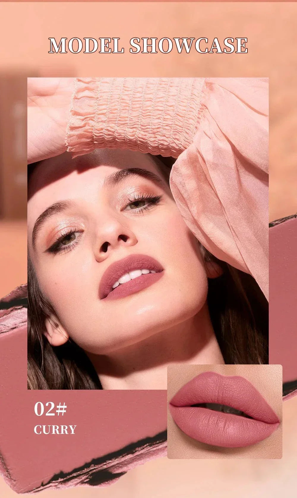 Matita per labbra marrone nude opaco QiBest impermeabile velluto non appiccicoso