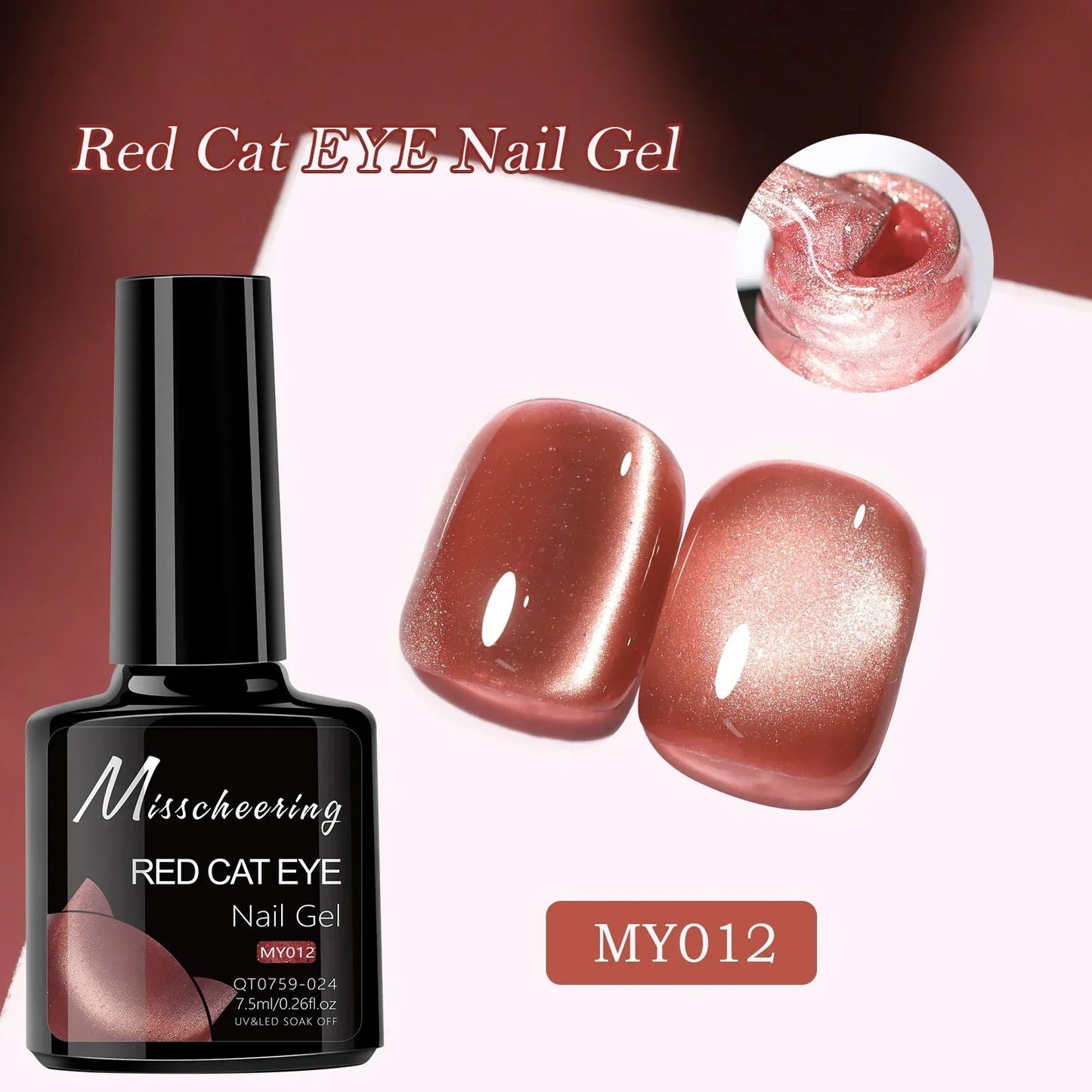 Smalto per unghie gel magnetico occhio di gatto rubino rosso da 7,5 ml