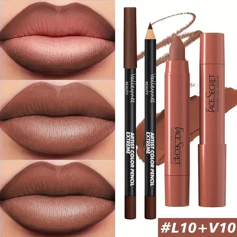 Rossetto in velluto opaco FACESECRET set da 2 pezzi, formula non appiccicosa e impermeabile a lunga durata
