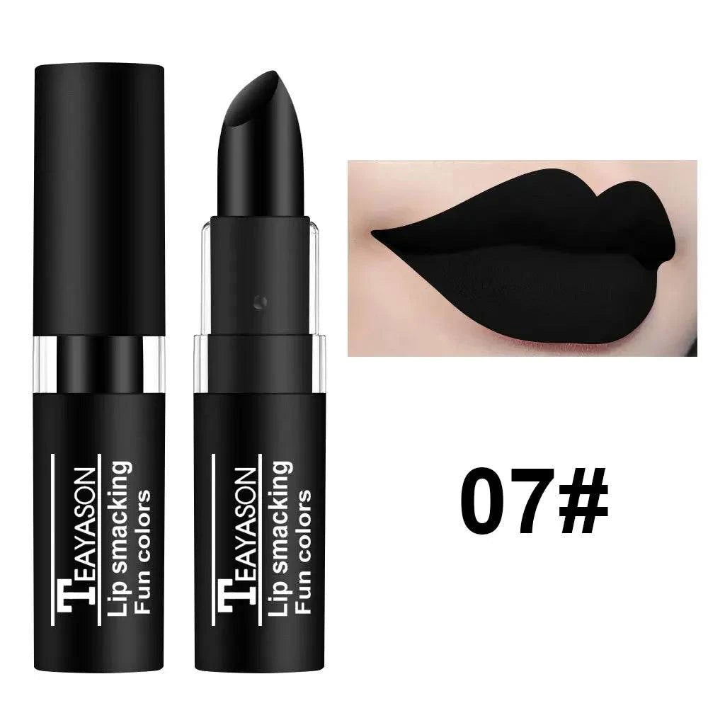 rossetto opaco nero lunga durata effetto velluto impermeabile donna trucco labbra