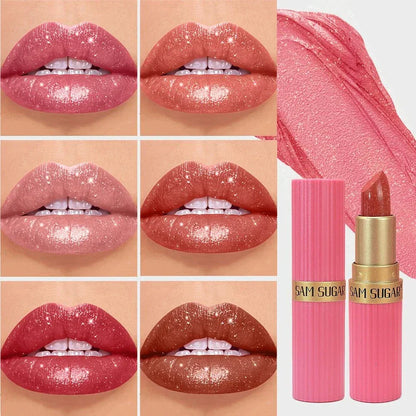 Rossetto in velluto glitter rosa metallizzato opaco impermeabile idratante lunga durata