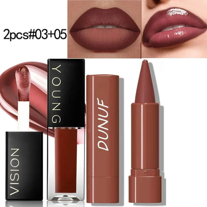penna per labbra opaca vellutata marrone rossetto duo labbra definite eleganti