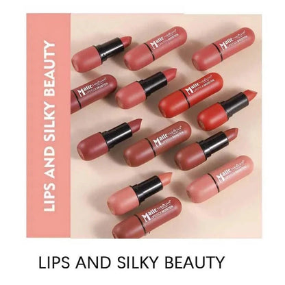 Rossetto opaco a 6 colori con finitura vellutata e texture liscia per labbra morbide e idratate