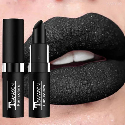 Rossetto opaco nero impermeabile effetto velluto labbra donna lunga durata