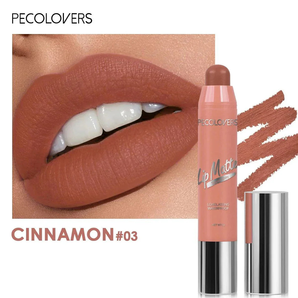 Penna per rossetto opaco vellutato colore cinnamon lunga durata impermeabile