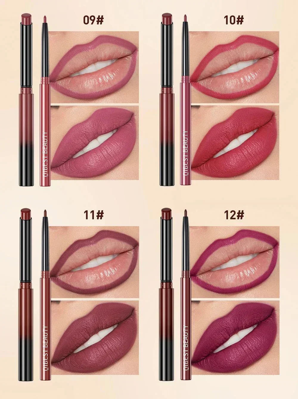 Set penna per rossetto opaco nudo a lunga durata con matita labbra impermeabile in quattro tonalità rosso sexy