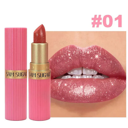 Velvet pink glitter waterproof matte lipstick Rossetto in velluto by CHOOSE RASME