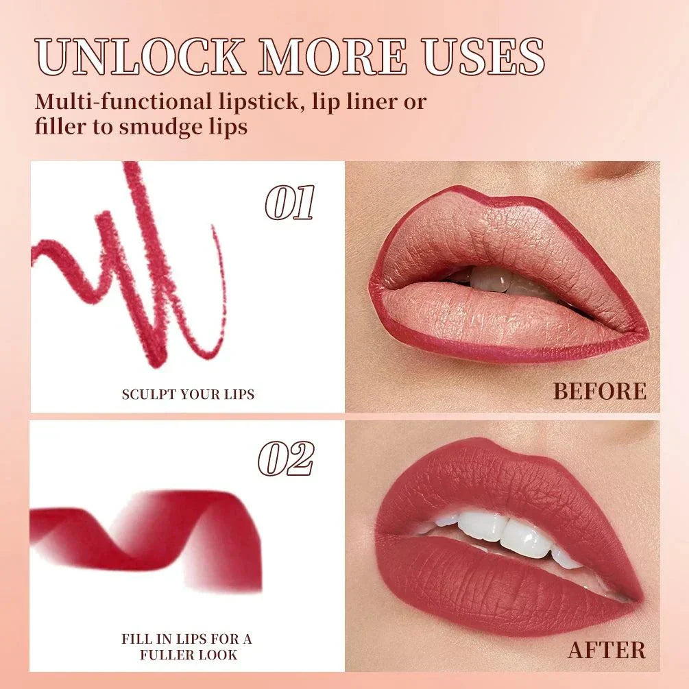 Matita per labbra QiBest marrone opaco impermeabile velluto contouring lipliner