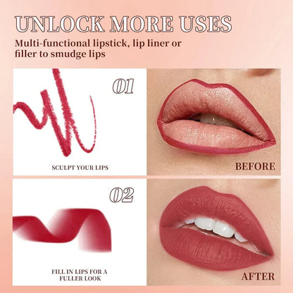 Matita per labbra QiBest marrone opaco impermeabile velluto contouring lipliner