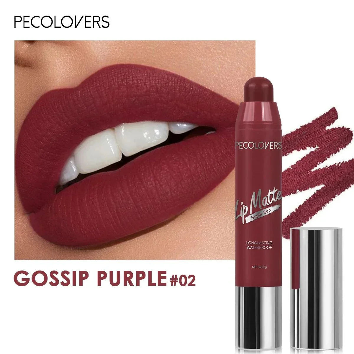 Penna per rossetto opaco vellutato color gossip purple lunga durata impermeabile