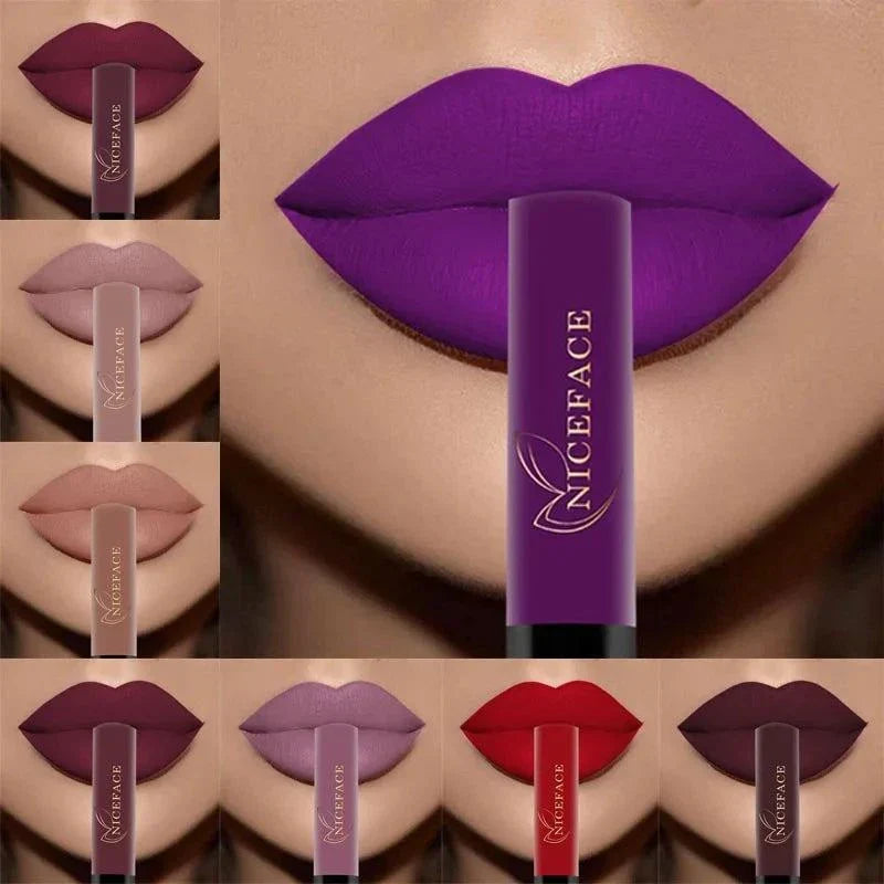 Rossetto liquido nudo opaco lunga durata con varianti colore elegante e impermeabile per labbra donna
