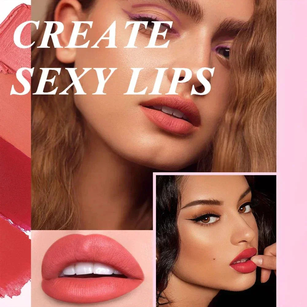 Rossetto a tubo texture opaca velluto con glitter perlescenti in 6 colori regalo San Valentino