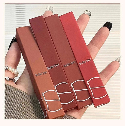 rossetto opaco impermeabile a tubo sottile resistente al sudore in diverse tonalità naturali