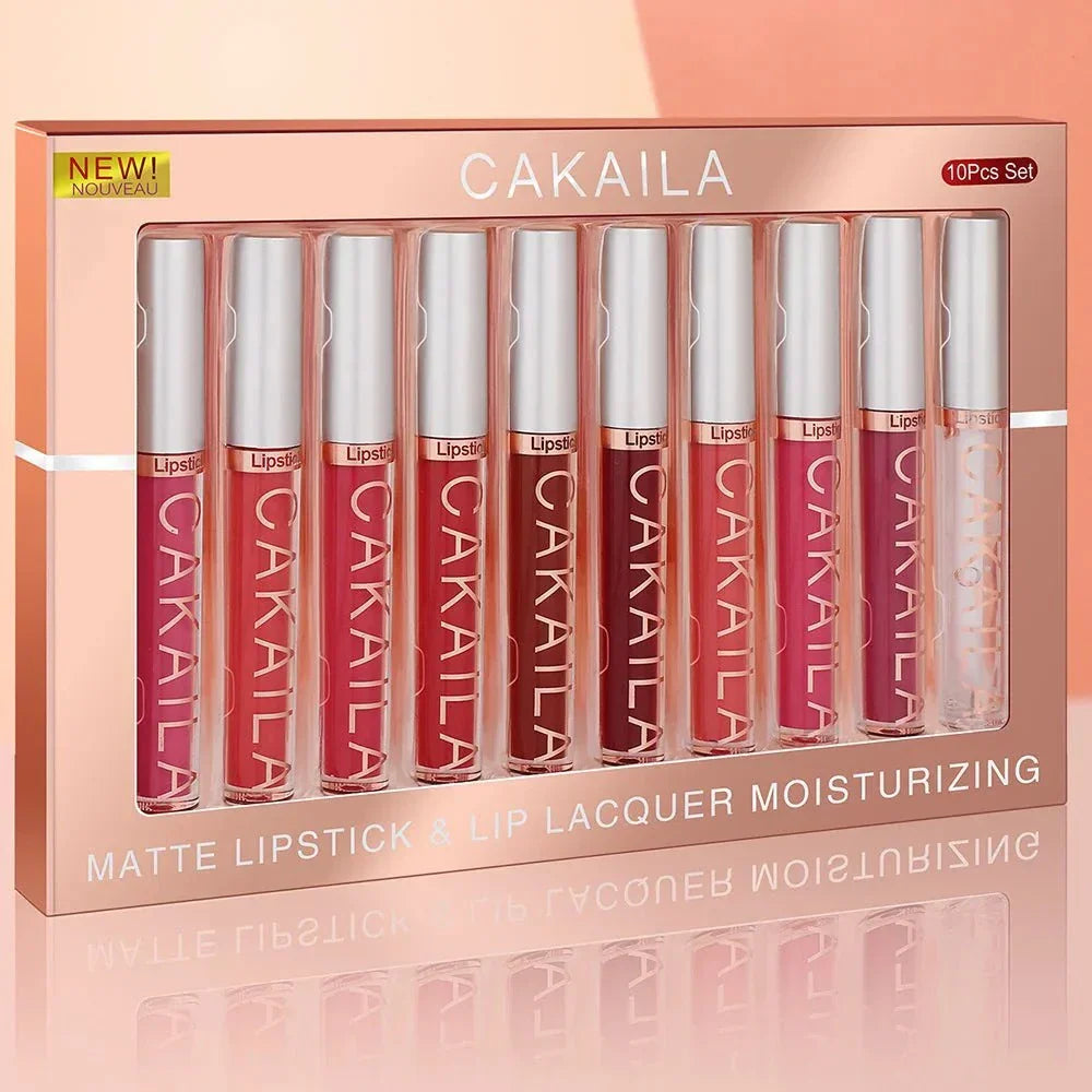 Set 10 pezzi rossetti velluto opachi nude CAKAILA lunga durata impermeabili effetto velluto