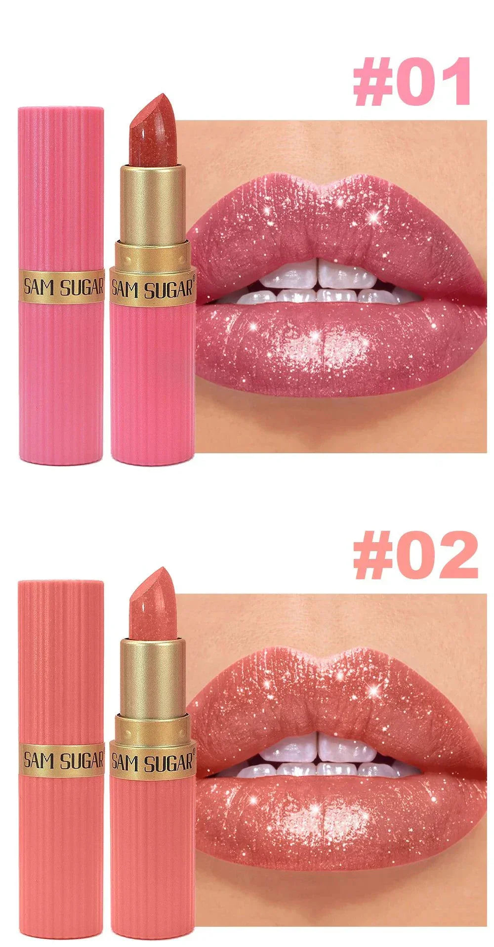 Rossetto in velluto glitter rosa metallizzato opaco idratante impermeabile lunga durata