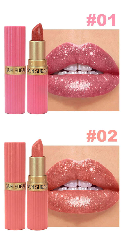 Rossetto in velluto glitter rosa metallizzato opaco idratante impermeabile lunga durata