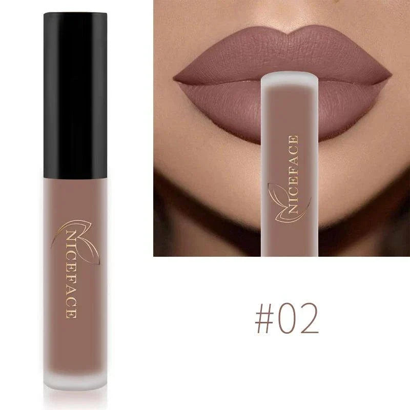 rossetto liquido nudo colore marrone opaco lunga durata impermeabile per labbra