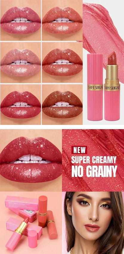 Rossetto in velluto glitter rosa metallizzato opaco idratante impermeabile lunga durata