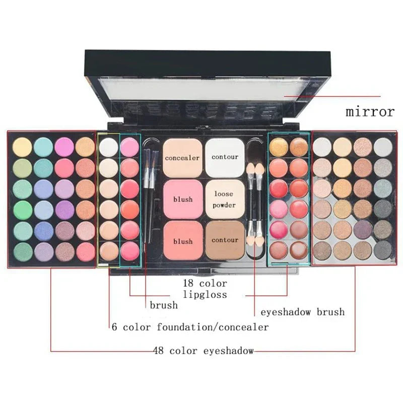Palette di ombretti colorati pigmentati e impermeabili per trucco lungo durata