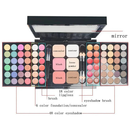 Palette di ombretti colorati pigmentati e impermeabili per trucco lungo durata