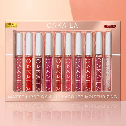 Set CAKAILA 10 pz rossetti velluto opachi nude a lunga durata impermeabili