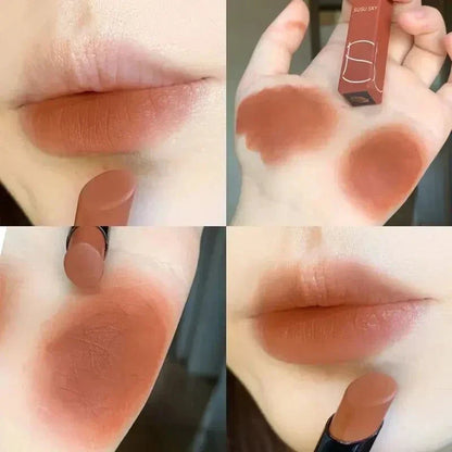 rossetto opaco impermeabile a tubo sottile, resistente al sudore e facile da applicare, colore marrone naturale sulle labbra e sulla pelle