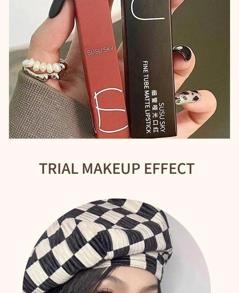 rossetto opaco impermeabile a tubo sottile resistente al sudore e al trucco