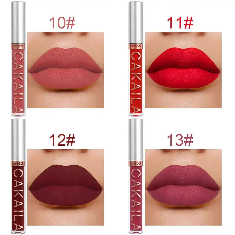 Set di rossetti liquidi opachi CAKAILA 10 pz/set in tonalità nude, lunga durata e impermeabili