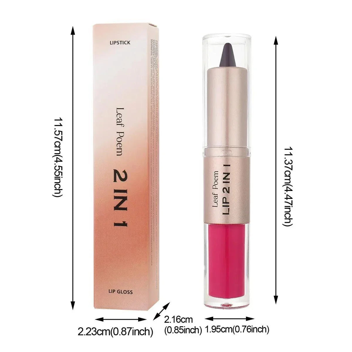 penna per labbra sfumata conica 2IN1 lucidalabbra opaco marrone nudo impermeabile e antiaderente