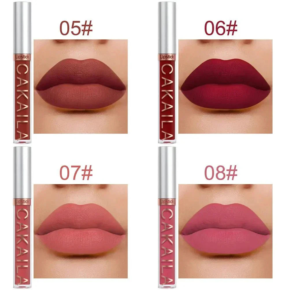 CAKAILA 10 pz/set rossetti liquidi opachi impermeabili colori nude durata lunga