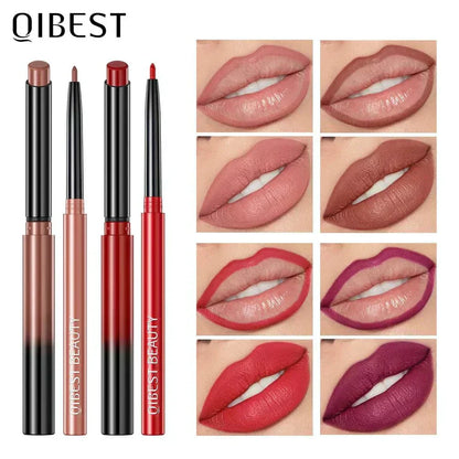 Penna per rossetto opaco lunga durata con matita labbra impermeabile in diverse tonalità nude e rosso sexy.