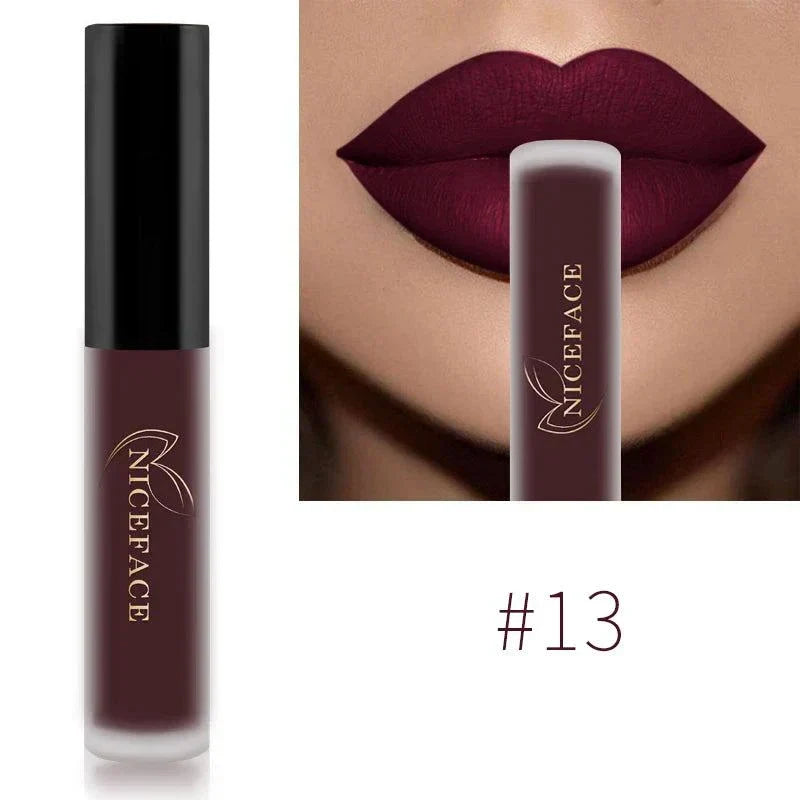 Rossetto liquido nudo velluto opaco colore rosso lunga durata impermeabile per labbra donna
