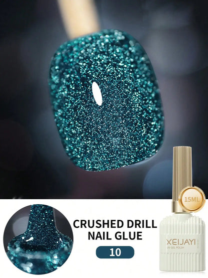 Smalto per unghie gel riflettente con diamanti da discoteca da 15 ml