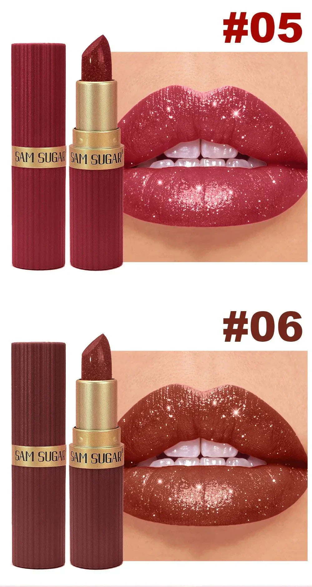 Rossetto in velluto glitter rosa metallizzato opaco idratante impermeabile lunga durata