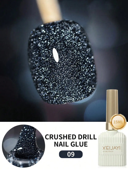Smalto per unghie gel riflettente con diamanti da discoteca da 15 ml
